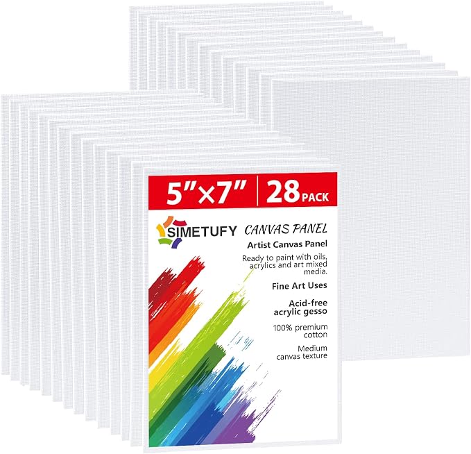 Simetufy 28 Pack Canvas Boards for Painting 5 x 7 inch, Blank Canvas Panels- by Simetufy