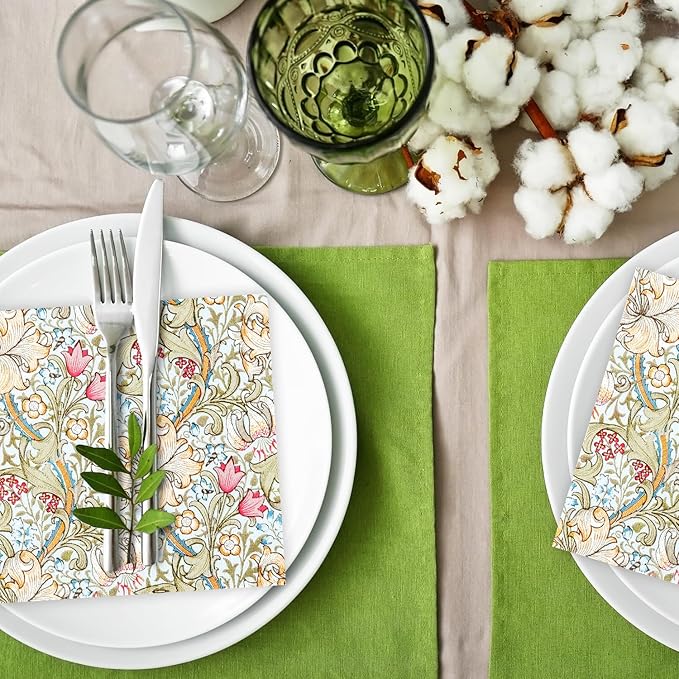 Quera 50 Pack William Morris Cocktail Napkins Golden Lily White Paper Napkins - Image 4