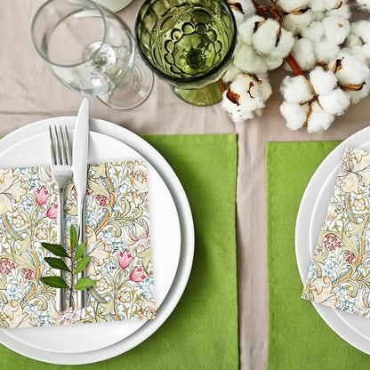 Quera 50 Pack William Morris Cocktail Napkins Golden Lily White Paper Napkins - Image 4