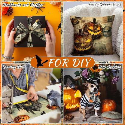 Ganeen 60 Pcs 10 x 10 Inch Vintage Halloween Quilting Fabric Squares Spooky - Image 6