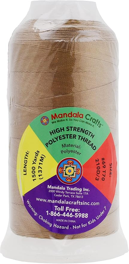 Mandala Crafts Khaki Heavy Duty Thread -1500 Yds Tex 70 Thread - Image 3