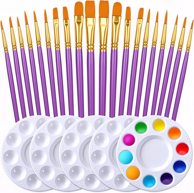 Halloween Paint Brushes Palettes Set by DUGATO, 2 Packs/20pcs Round Pointed Tip by DUGATO