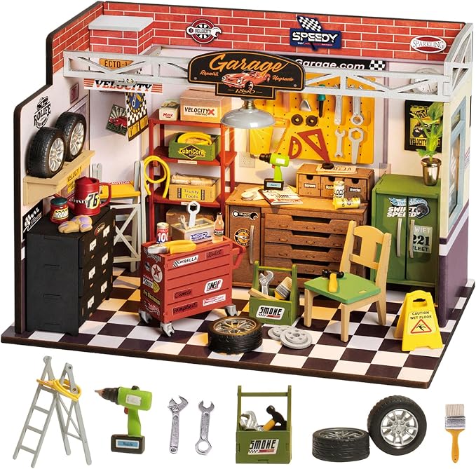 Rolife DIY Miniature House Kit Garage Workshop, Build 1/20 Mini House Building by Rolife