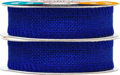 Mandala Crafts Royal Blue Burlap Ribbon 1 Inch Wide Jute Ribbons - Image 2