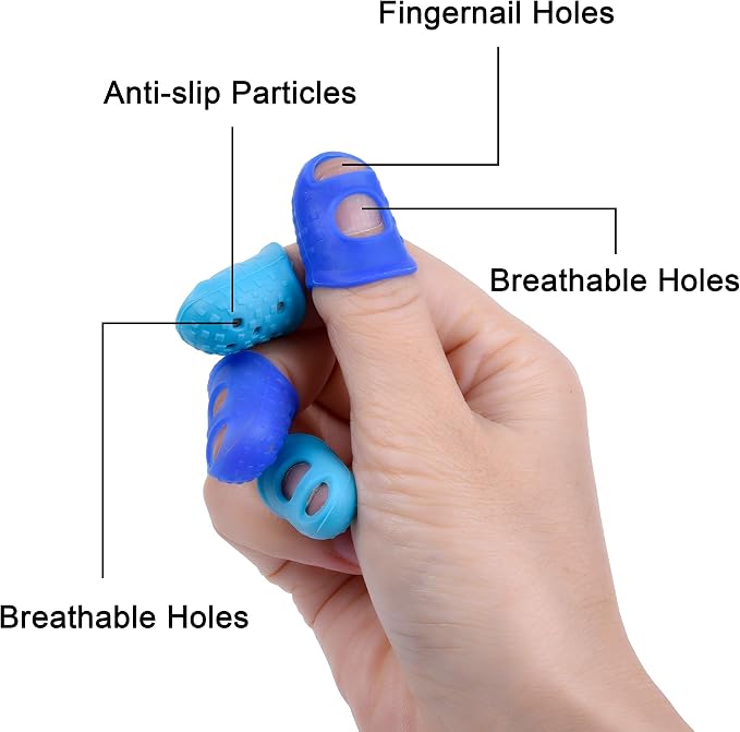 Wisdompro 16 Pcs Finger Tips, 4 Sizes Silicone Thimble Fingertip Grips Thumb - Image 2