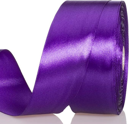1 1/2 Inch Purple Solid Satin Ribbon, 50 Yards Craft Fabric Ribbon by YASEO