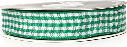 Green Gingham Plaid Checked Ribbon 25 Yards Each Roll 100% Polyester - Image 3