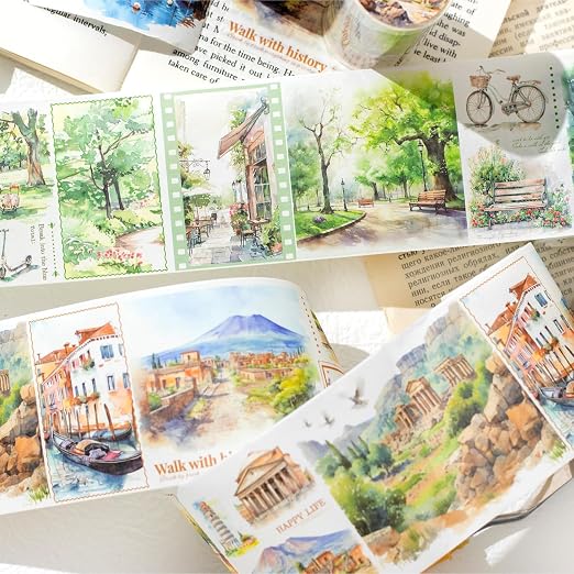 Washi Tape Set, 6 Rolls Landscape Tape Stickers - Image 2