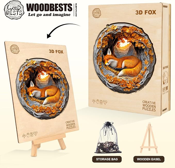 WOODBESTS Wooden Puzzles for Adults, 3D Fox Wood Puzzles Adult, Unique Shape - Image 7