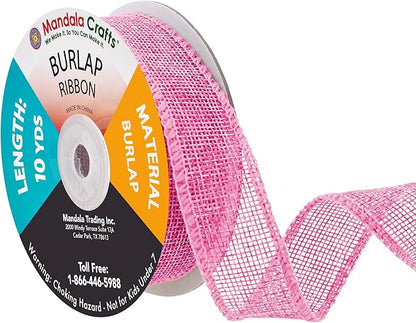 Mandala Crafts Pink Burlap Ribbon 1 Inch Wide Jute Ribbons by MandalaCrafts