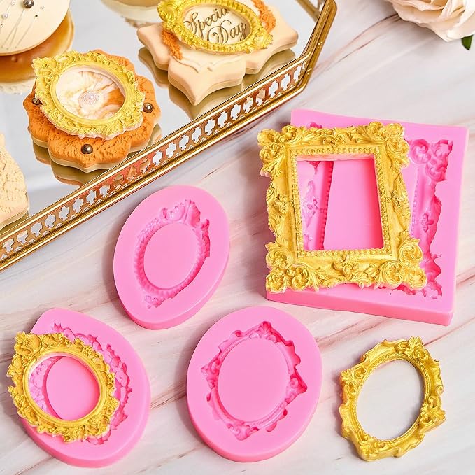 JOERSH 4PCS Baroque Frame Mold, Picture Photo Frames and Mirrors Silicone - Image 4