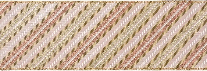MEEDEE Pink Diagonal Striped Ribbon 2.5 Inch Blue Satin - Image 7
