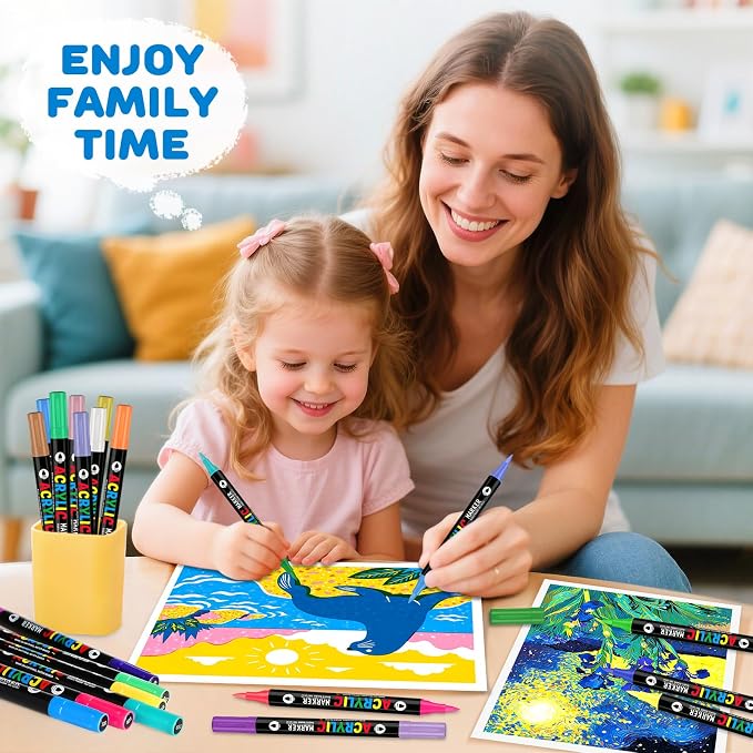 120 Colors Acrylic Paint Markers, Dual-Color Acrylic Paint Pens - Image 7