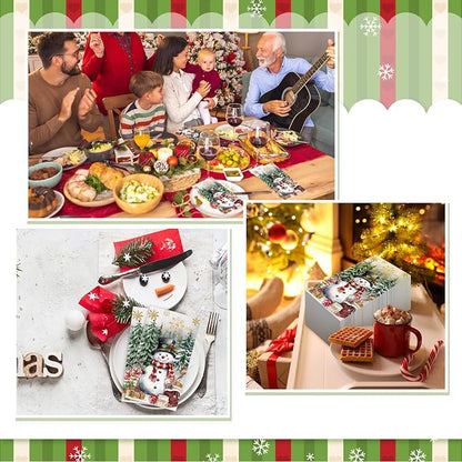 100 Pcs Christmas Guest Napkins 2 Ply Snowman Disposable Paper Napkins - Image 5