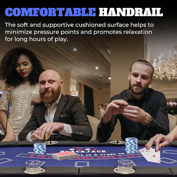 8 Player Poker Table with 2 Interchangeable Game mats, Texas Holdem Poker and - Image 6
