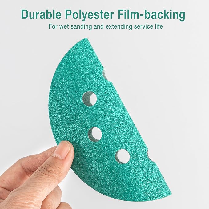 5-Inch 8-Hole Wet Dry Sanding Discs 100 Grit, Polyester Film Backed Heavy-Duty - Image 3