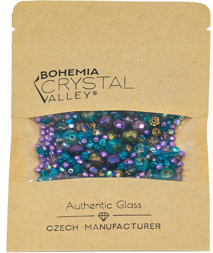 1.8oz of Blue Purple Mix of Czech Faceted Fire Polished Beads - Image 4
