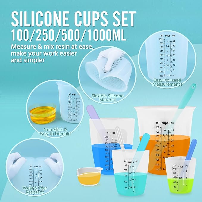 Silicone Resin Mixing 1L Measuring Cup Set - Image 3