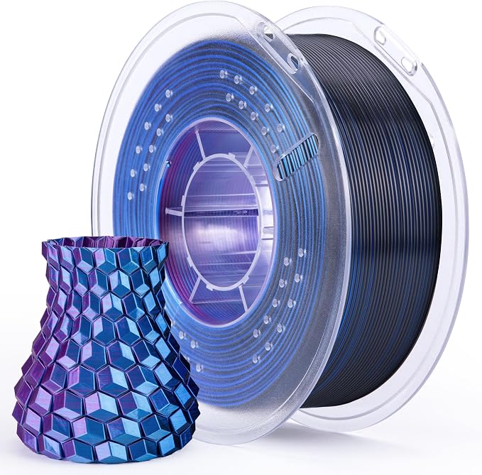 ELEGOO Silk PLA Filament Triple Colors Blue Purple Black, Shiny Tri-Color 3D by ELEGOO
