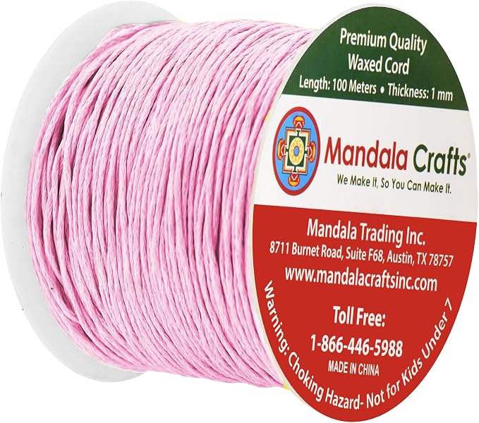 Mandala Crafts 1mm 109 Yards Baby Pink Cotton Waxed Cord - Image 2