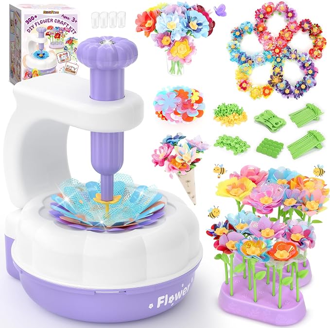 GirlsHome 300+PCS Fabric Flower Bouquets Toys, DIY Flower Crafts Kits by GirlsHome