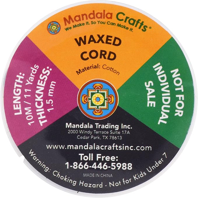 Mandala Crafts 1.5mm 165 Yards Assorted Cotton Waxed Cord - Image 4