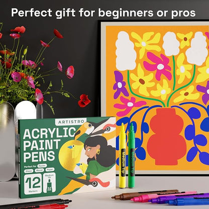 ARTISTRO 12 Medium Tip Acrylic Paint Markers - Image 6