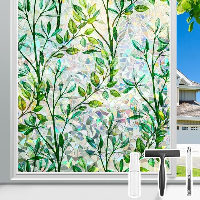 Donox Window Privacy Film, 3D Decorative Window Vinyl Decorative Stained Glass by Donox