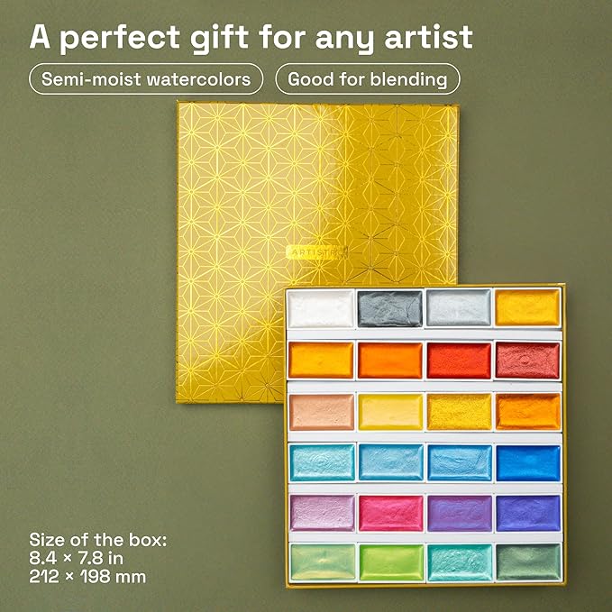 ARTISTRO Professional Metallic Watercolor Paint Set - Image 2