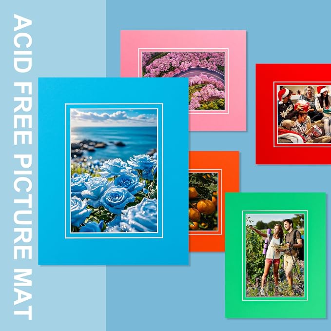 HOTUO 10 Pack 8x10 Mixed Colors Picture Mats, 4 Ply Thickness Frame Mattes - Image 5