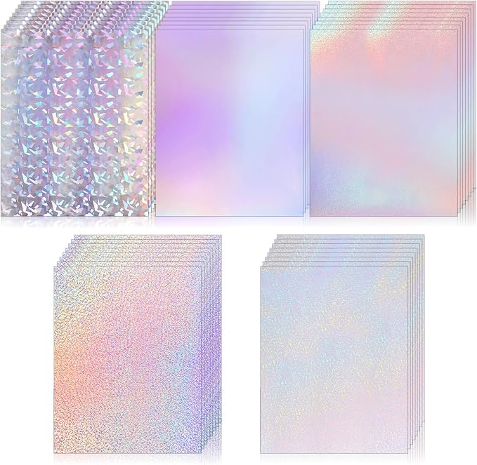 120 Sheets Holographic Sticker Paper, Vinyl Waterproof Laminating Sheets by Dimeho