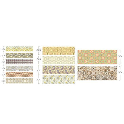 12 Rolls Exotic Charm Washi Tape Set Floral Arts Adhesive Tapes Geometric - Image 4