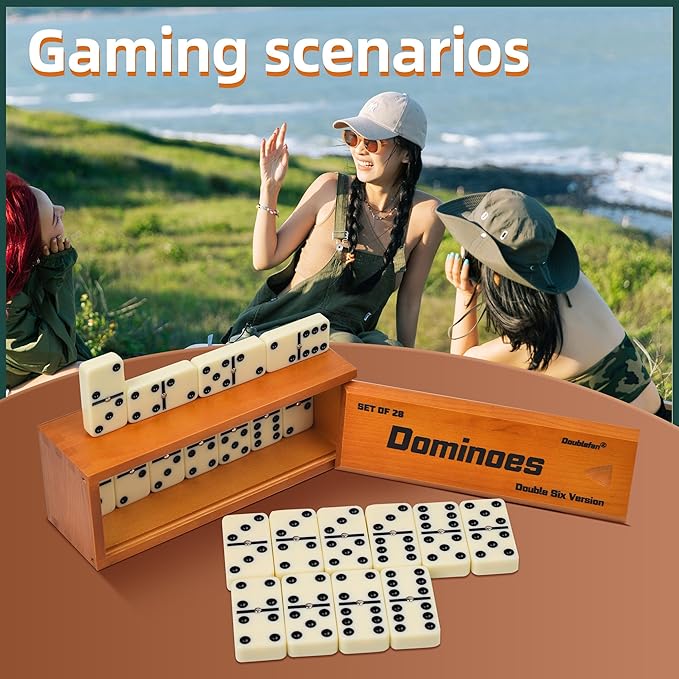 Dominos Set for Adults, Jumbo Size Double 6 Dominoes Set, Classic Board Game - Image 6
