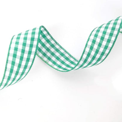 Green Gingham Plaid Checked Ribbon 25 Yards Each Roll 100% Polyester - Image 6