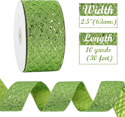 HUIHUANG Lime Green Wired Ribbon - Image 3