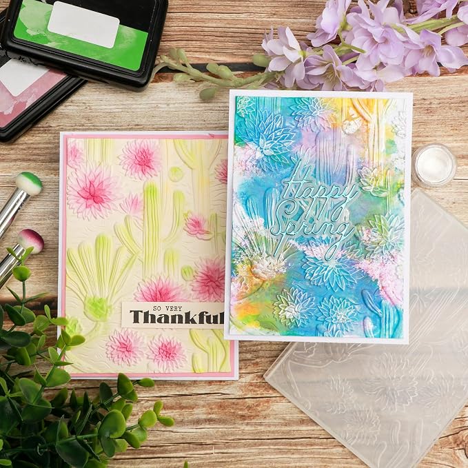 BAOFALI 3D Embossing Folder for Card Making, Beautiful Cactus and FlowerClear - Image 6