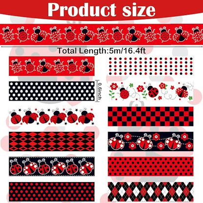 12 Rolls Insect Washi Tape, Seven Star Ladybug Masking Tape, Scrapbooking - Image 2