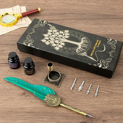 Feather Pen and Ink Set, quill pen ink set, Antique Calligraphy Pen - Image 7