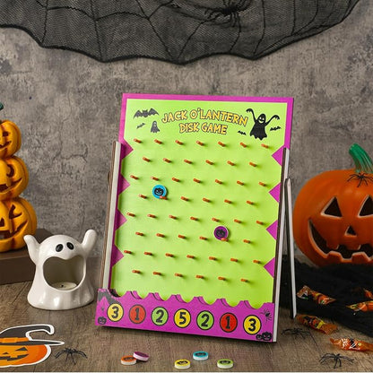 8 Pcs Halloween Carnival Disk Drop Game Jack O'Lantern Wood Desktop Disc Drop - Image 3
