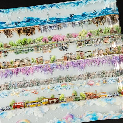 PET Tape Stickers for Junk Journal Supplies, Transparent Landscape Stickers for by MisKepaa