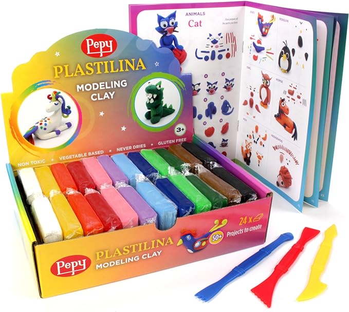 Pepy Plastilina Reusable and Non-Drying Modeling Clay Gift; Set of 24 Bars by Pepy