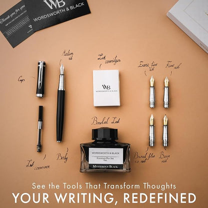 Wordsworth & Black Fountain Pen Gift Set, Includes Ink Bottle, 6 Ink Cartridges - Image 4