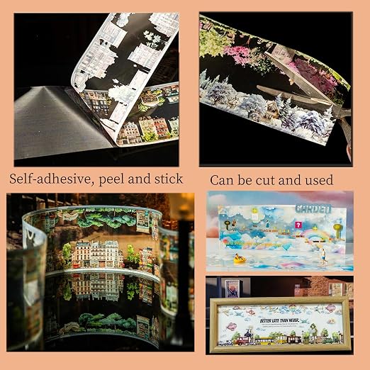 PET Tape Stickers for Junk Journal Supplies, Transparent Landscape Stickers for - Image 5