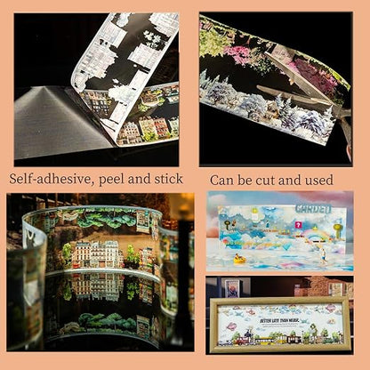 PET Tape Stickers for Junk Journal Supplies, Transparent Landscape Stickers for - Image 5