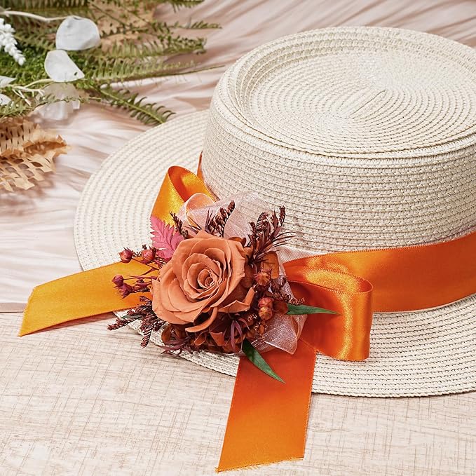 LaRibbons Orange Satin Ribbon 1 Inch 50 Yards Luxury Double Faced Russet Orange - Image 5