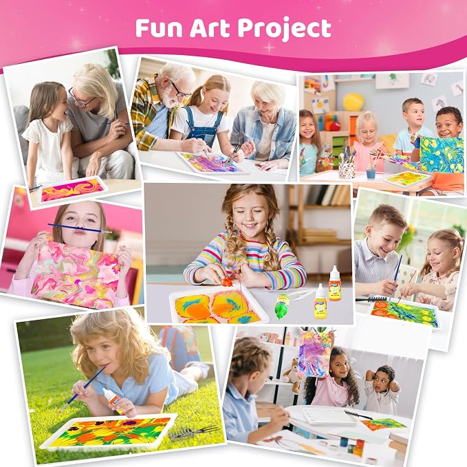 Water Marbling Paint for Kids, Art Supplies for Kids, Arts and Crafts for Girls - Image 2