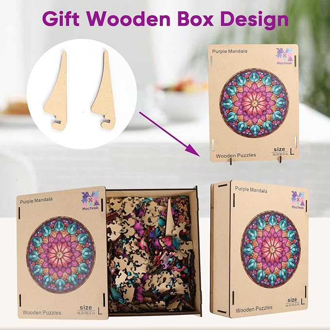 Wooden Puzzles for Adults, Mandala Puzzles 500 Pieces, Unique Shaped Jigsaw - Image 7