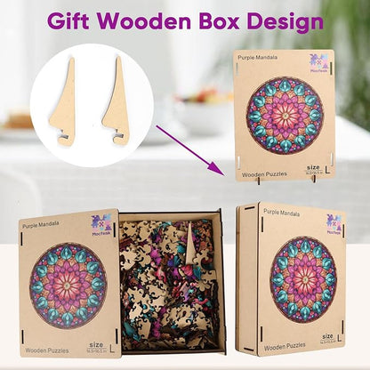 Wooden Puzzles for Adults, Mandala Puzzles 500 Pieces, Unique Shaped Jigsaw - Image 7