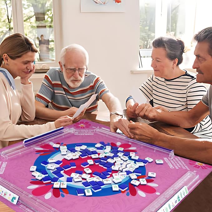 American Mahjong Set with 160 Acrylic White Tiles and 4 Transparent - Image 6