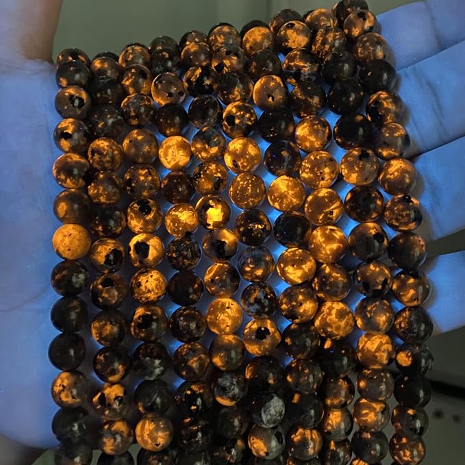 72pcs 10mm Natural Flame Yooperlite Stone Beads Round Healing Energy Power - Image 3